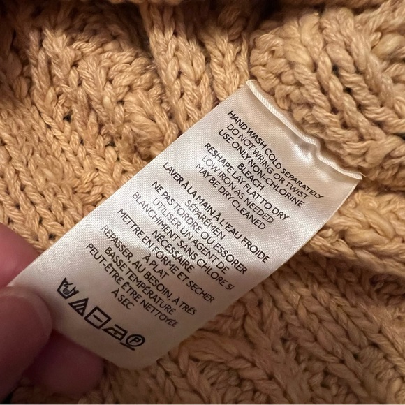 Free People Isla Cable Stitch Sweater in Tan XS Relaxed Oversized Boho Grandma - Picture 8 of 11